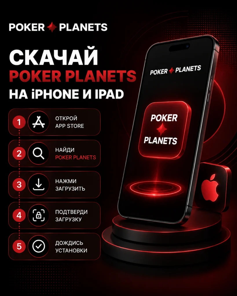 Баннер Poker Planets для скачивания приложения на iPhone и iPad